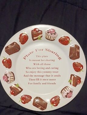 Decorative Strawberry & Chocolate Dessert Sharing Plate - White